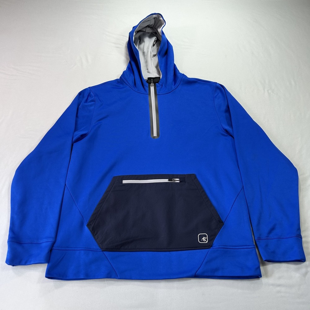 AND1 Pullover Hoodie Mens Medium Blue Black Half Zip Basketball Athletic Pocket‎